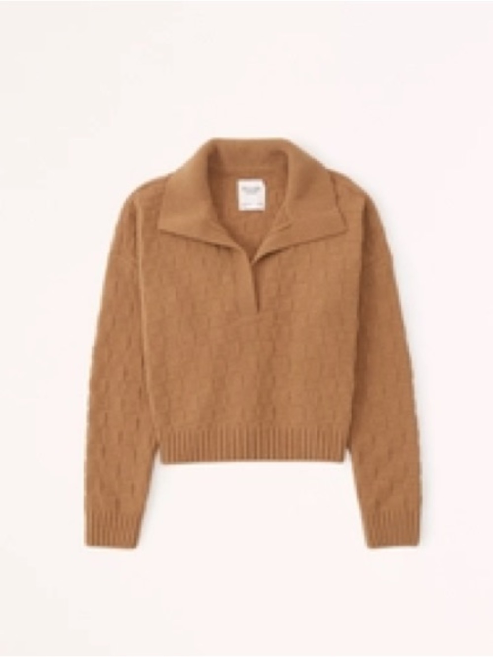 Abercrombie & Fitch Camel Knit Collared Checkered Sweater